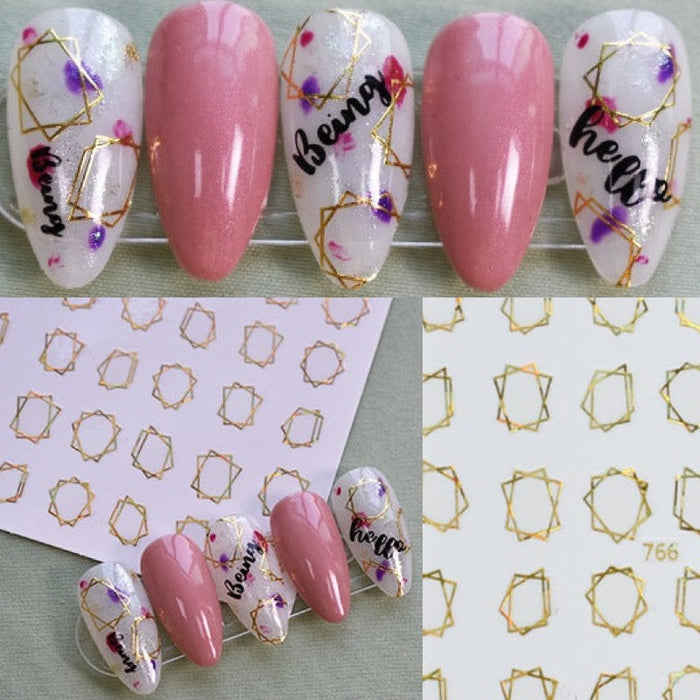 Nail Sticker Gold Frames