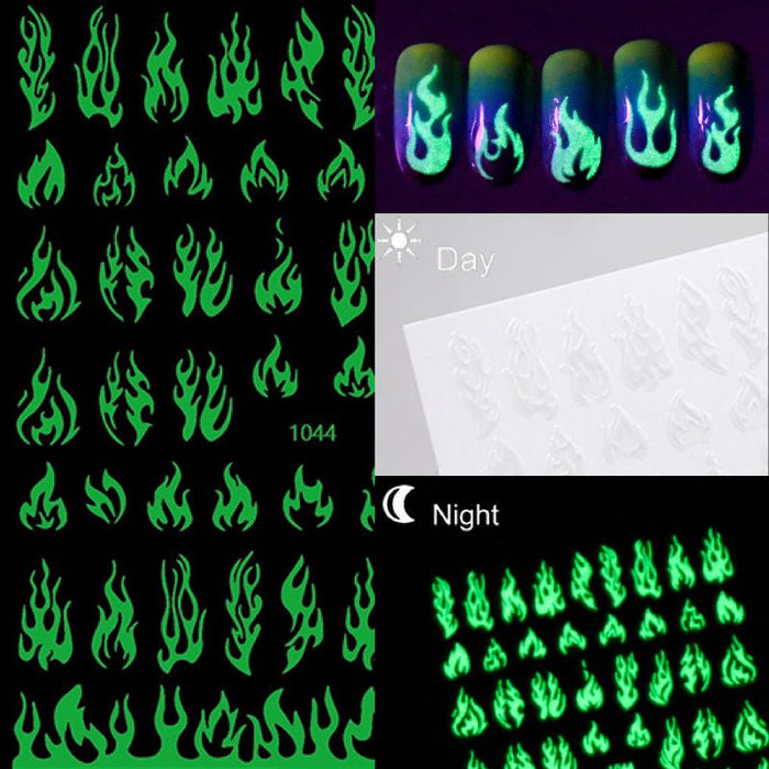 Nail Sticker Glowing Flames