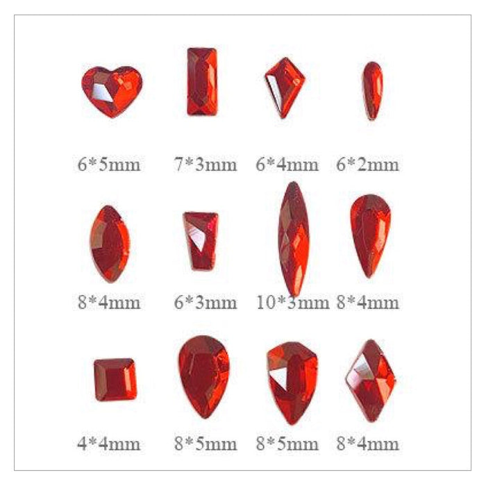 Rhinestone Box Ruby Mixed Shape Diamonds